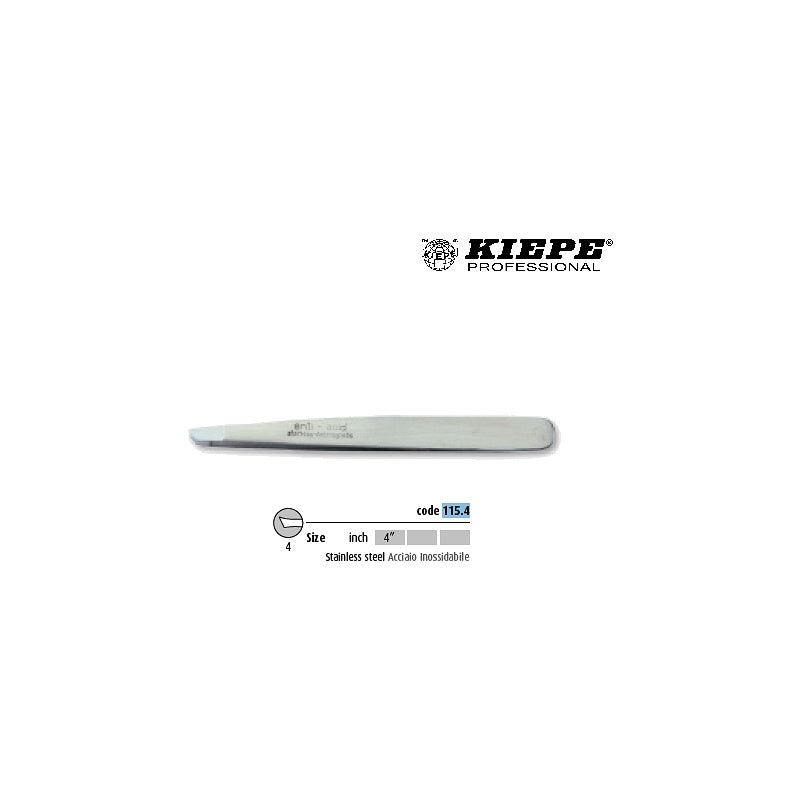 KIEPE PINZETTA INOX SATINATA LISCIA PUNTA OBLIQUA COD. 115-4